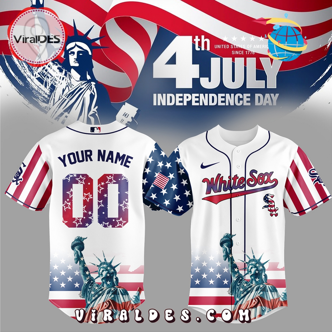 Chicago White Sox Custom Independence Day Baseball Jersey Chicago White Sox Custom Independence Day Baseball Jersey