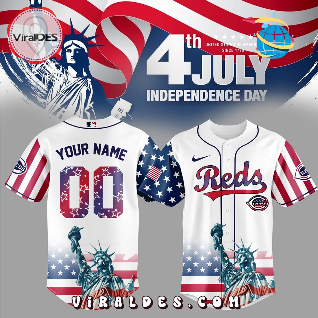 Cincinnati Reds Custom Independence Day Baseball Jersey Cincinnati Reds Custom Independence Day Baseball Jersey