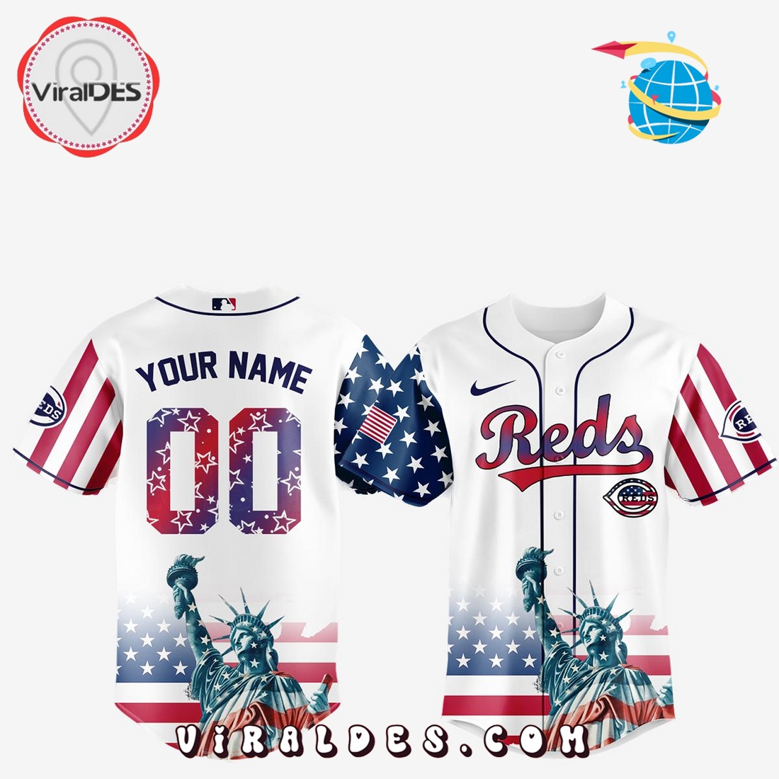 Cincinnati Reds Custom Independence Day Baseball Jersey Cincinnati Reds Custom Independence Day Baseball Jersey