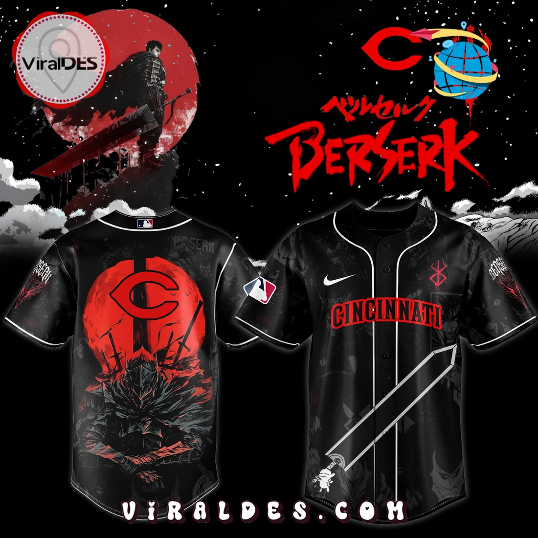 Cincinnati Reds x Berserk Limited Edition Baseball Jersey Cincinnati Reds x Berserk Limited Edition Baseball Jersey