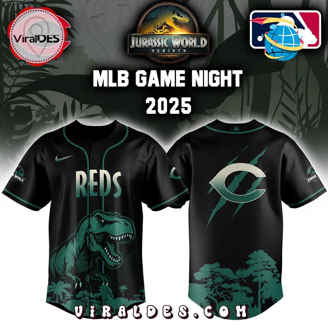 Cincinnati Reds x Jurassic World 2025 Baseball Jersey Cincinnati Reds x Jurassic World 2025 Baseball Jersey