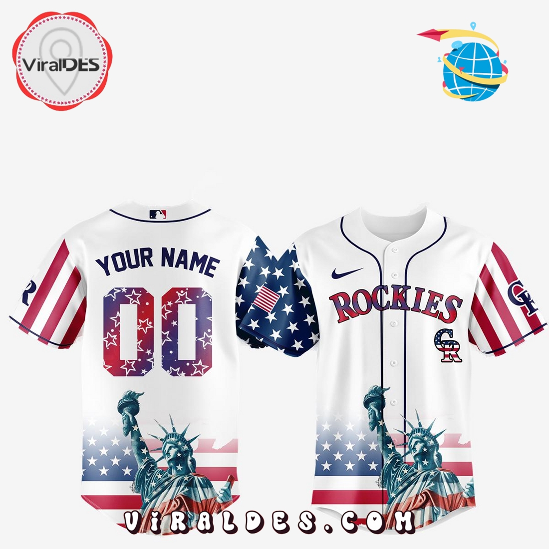 Colorado Rockies Custom Independence Day Baseball Jersey Colorado Rockies Custom Independence Day Baseball Jersey