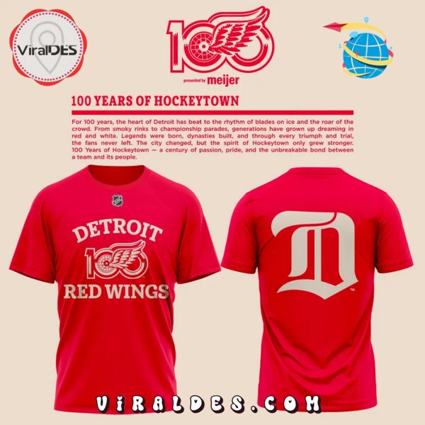 Detroit Red Wings 100 Years Of Hockeytown Hoodie 2025