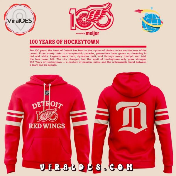 Detroit Red Wings 100 Years Of Hockeytown Hoodie And Cap