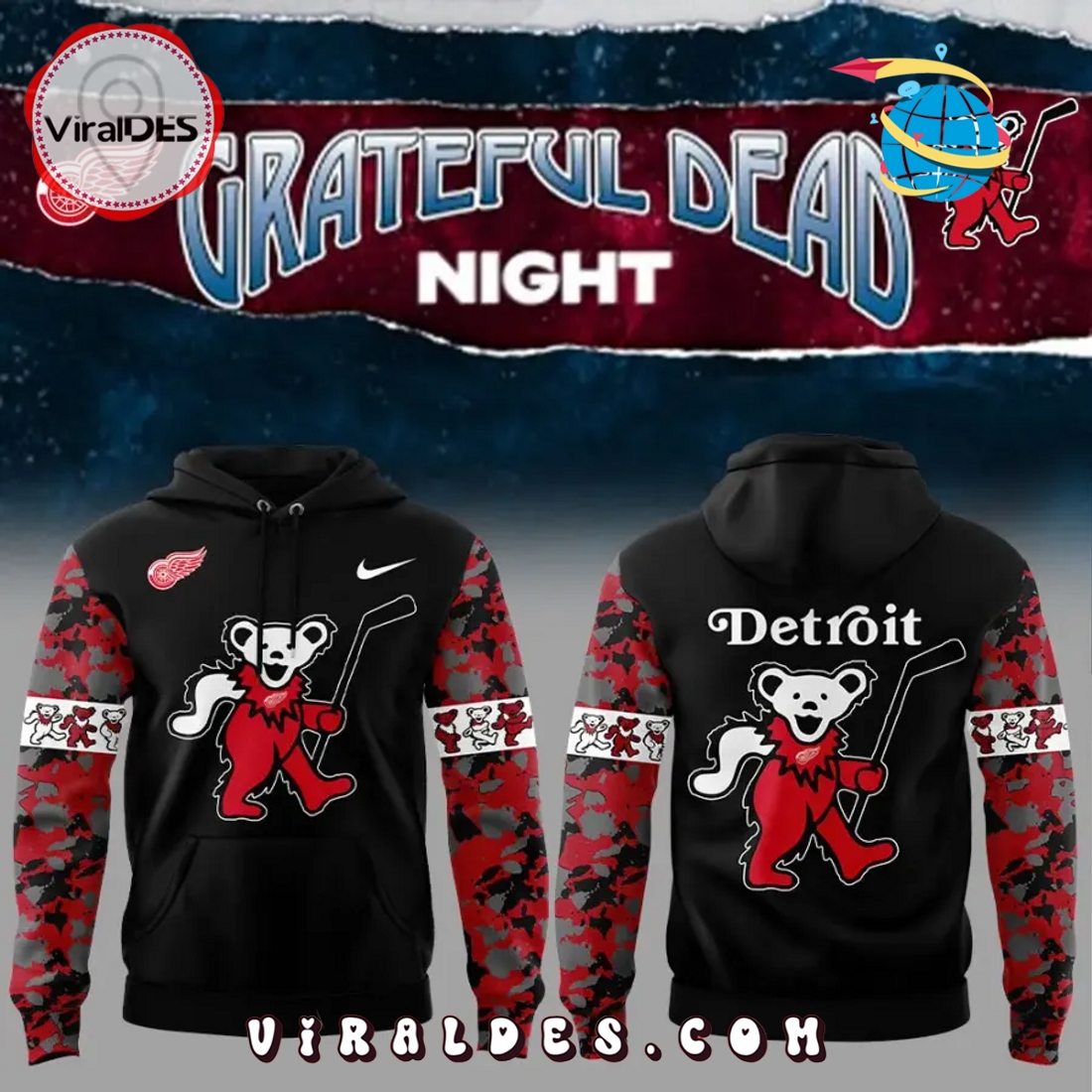 Detroit Red Wings Grateful Dead Night Hoodie, Long Pants Detroit Red Wings Grateful Dead Night Hoodie, Long Pants