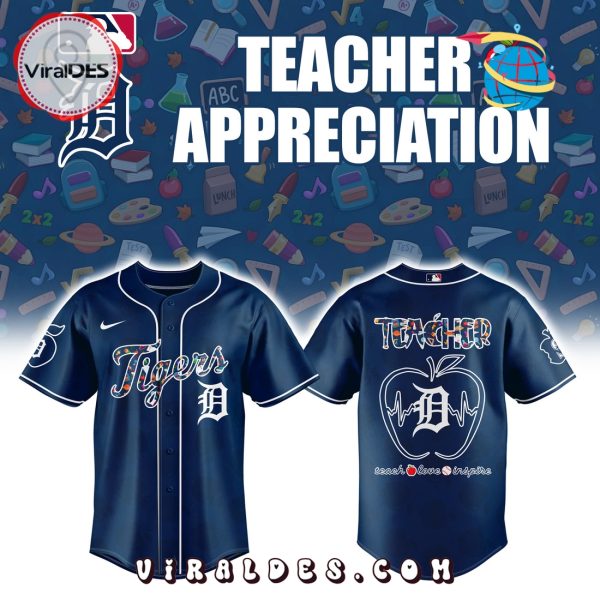 Detroit Tigers MLB Teacher Night Navy Baseball Jersey