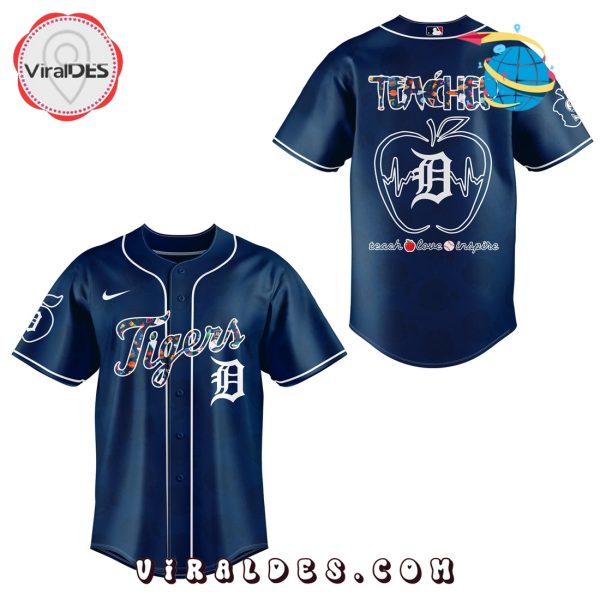 Detroit Tigers MLB Teacher Night Navy Baseball Jersey