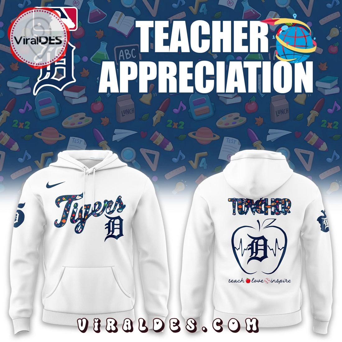 Detroit Tigers MLB Teacher Night White Hoodie, Long Pants Detroit Tigers MLB Teacher Night White Hoodie, Long Pants