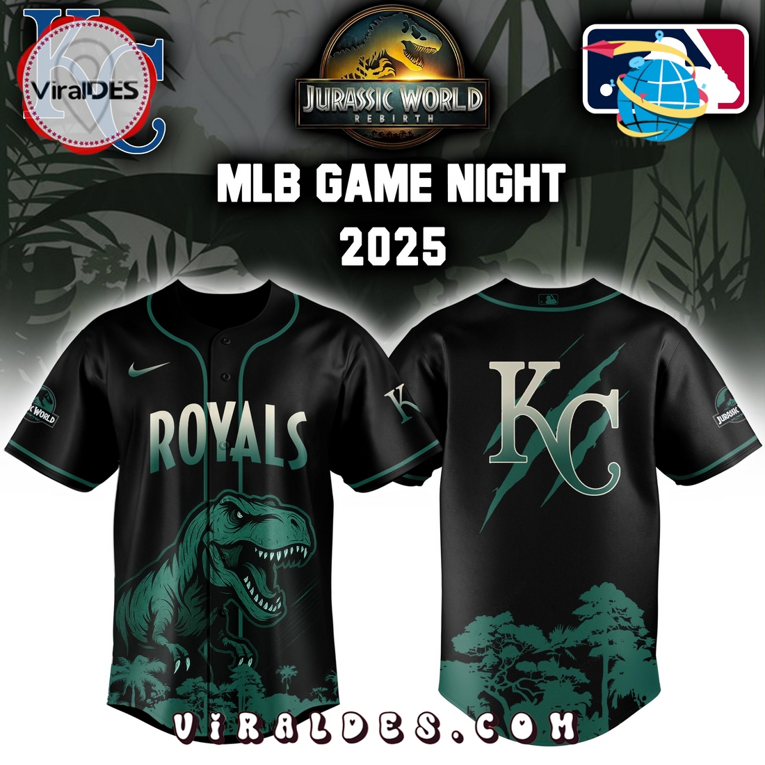 Kansas City Royals x Jurassic World 2025 Baseball Jersey Kansas City Royals x Jurassic World 2025 Baseball Jersey