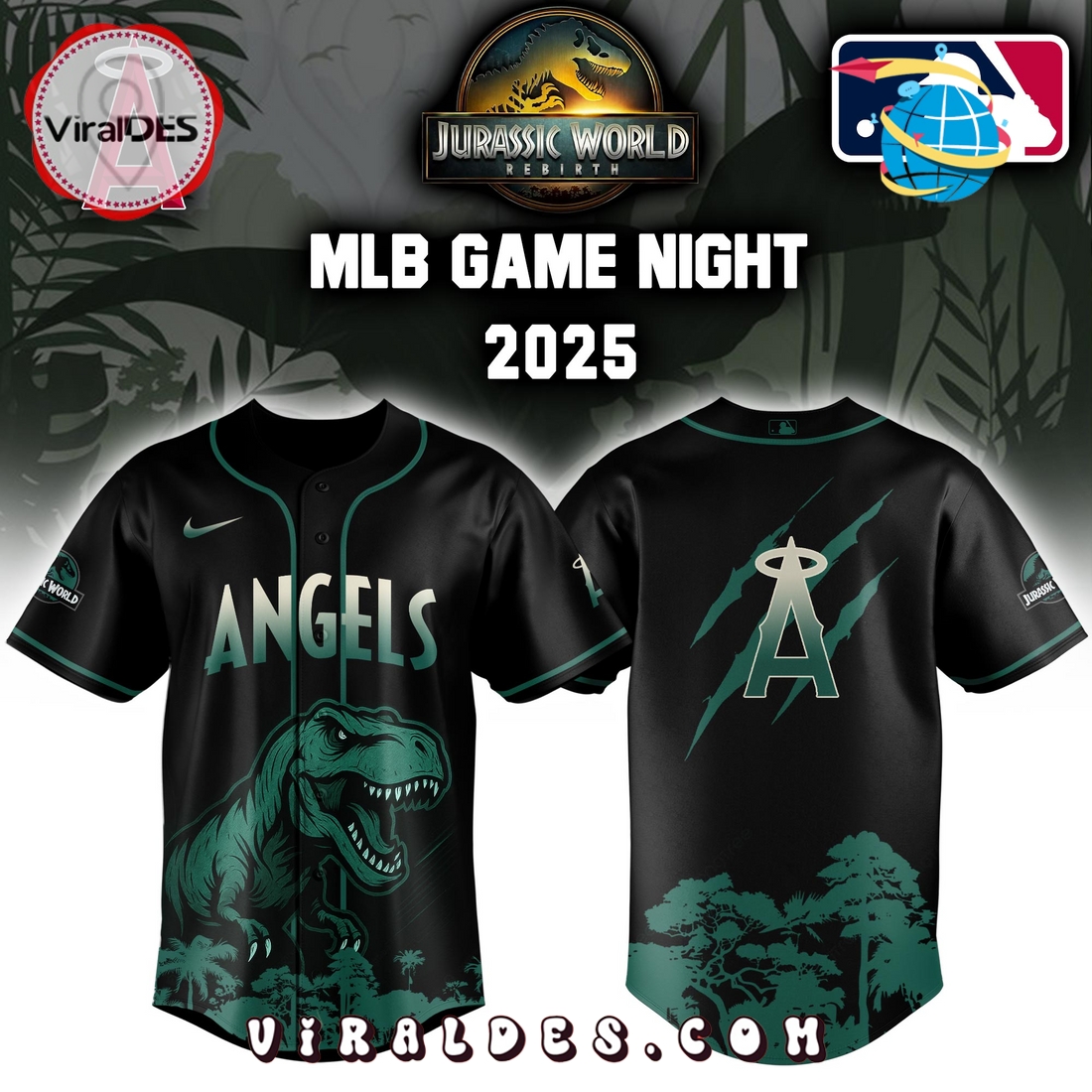 Los Angeles Angels x Jurassic World 2025 Baseball Jersey Los Angeles Angels x Jurassic World 2025 Baseball Jersey