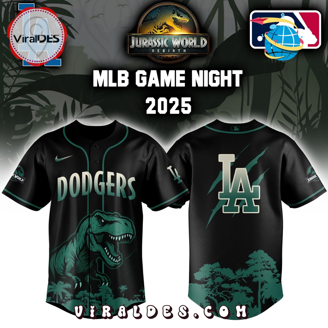 Los Angeles Dodgers x Jurassic World 2025 Baseball Jersey Los Angeles Dodgers x Jurassic World 2025 Baseball Jersey