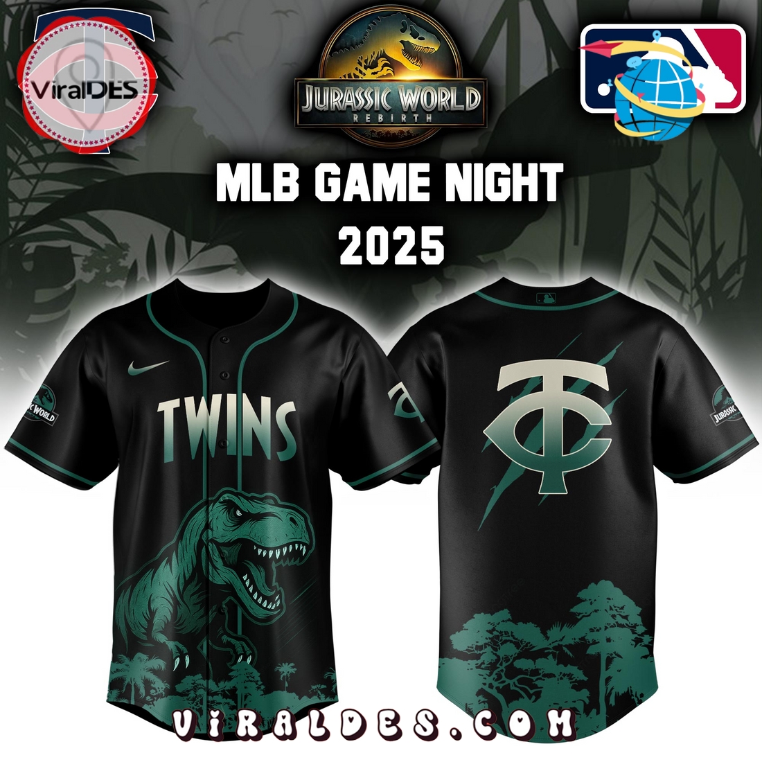 Minnesota Twins x Jurassic World 2025 Baseball Jersey Minnesota Twins x Jurassic World 2025 Baseball Jersey