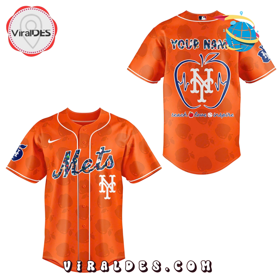 New York Mets Teacher Appreciation Orange Baseball Jersey New York Mets Teacher Appreciation Orange Baseball Jersey
