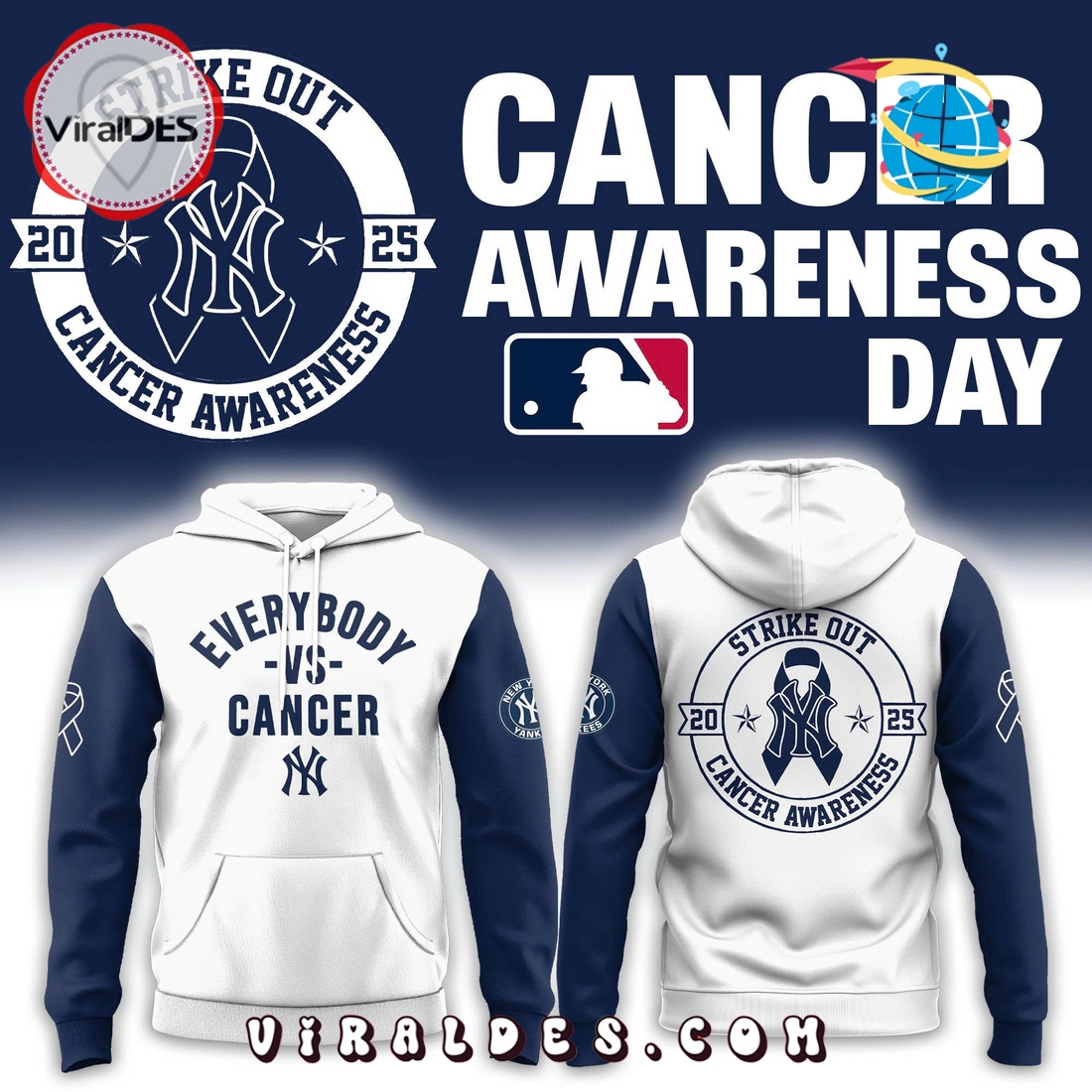 New York Yankees Everybody vs Cancer Hoodie, Long Pants New York Yankees Everybody vs Cancer Hoodie, Long Pants