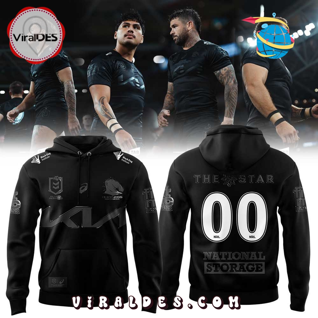 Personalized Brisbane Broncos The Star Black Hoodie Personalized Brisbane Broncos The Star Black Hoodie