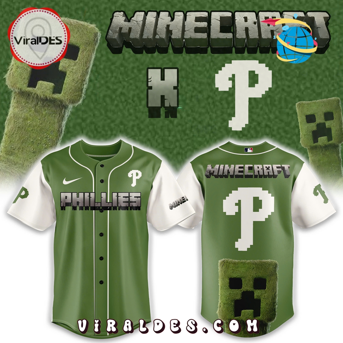 Philadelphia Phillies x MineCraft 2025 Baseball Jersey Philadelphia Phillies x MineCraft 2025 Baseball Jersey