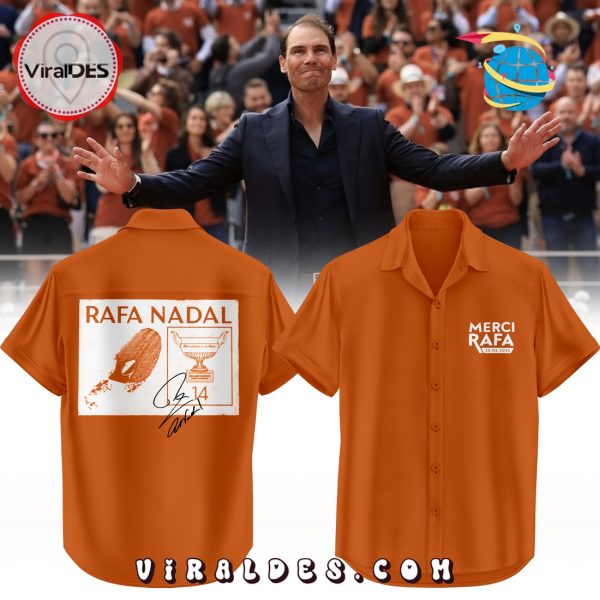 Rafael Nadal Signatures Exclusive Orange Hawaiian Shirt