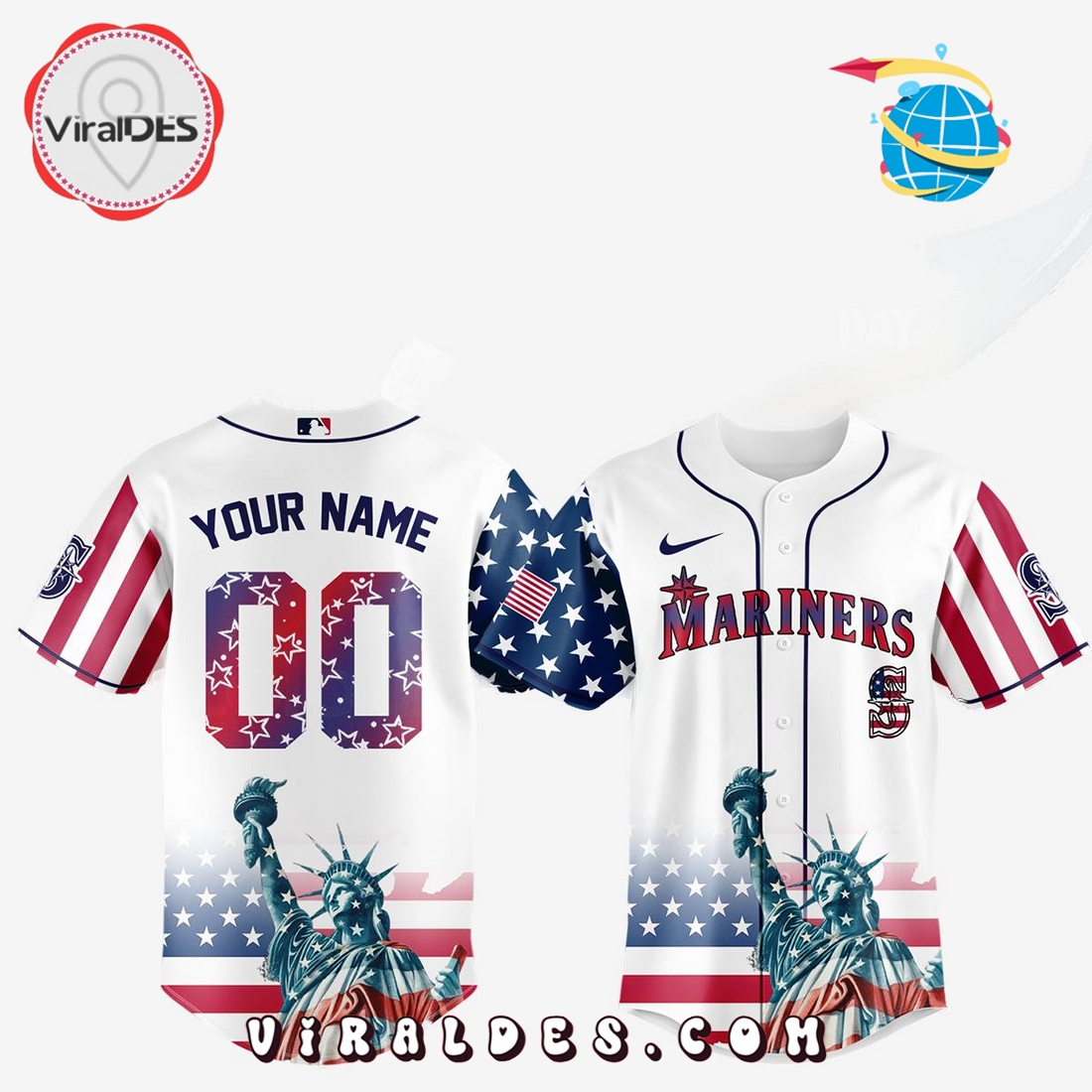 Seattle Mariners Custom Independence Day Baseball Jersey Seattle Mariners Custom Independence Day Baseball Jersey
