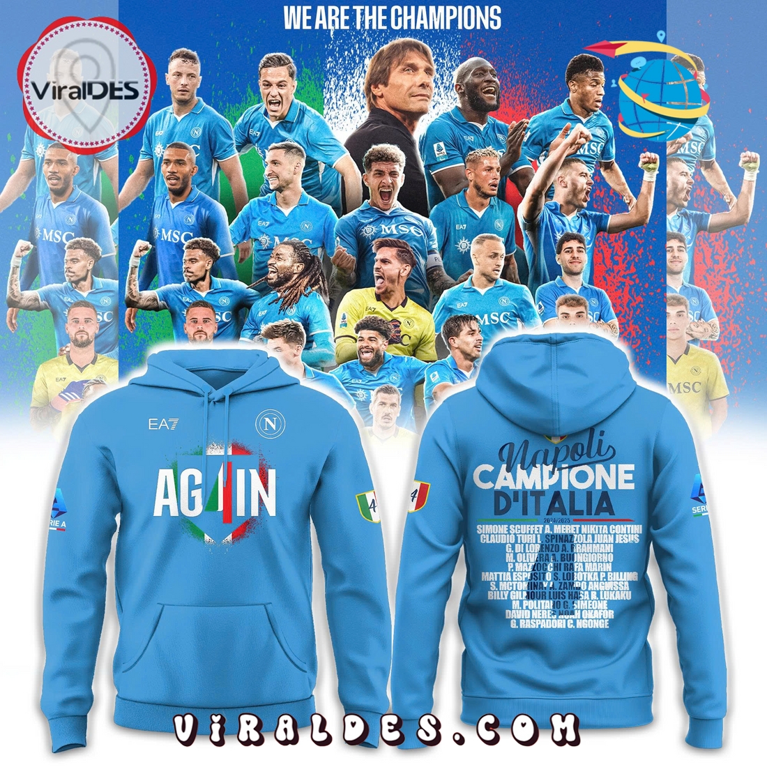 SSC Napoli Campioni d’Italia Blue Hoodie, Long Pants SSC Napoli Campioni d’Italia Blue Hoodie, Long Pants