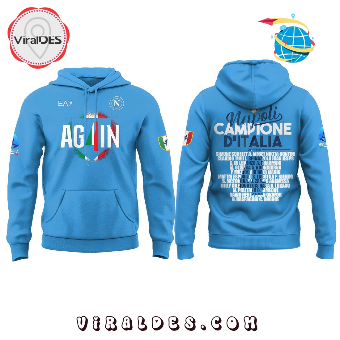 SSC Napoli Campioni d’Italia Blue Hoodie, Long Pants SSC Napoli Campioni d’Italia Blue Hoodie, Long Pants
