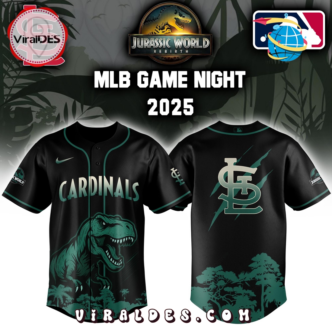 St.Louis Cardinals x Jurassic World 2025 Baseball Jersey St.Louis Cardinals x Jurassic World 2025 Baseball Jersey