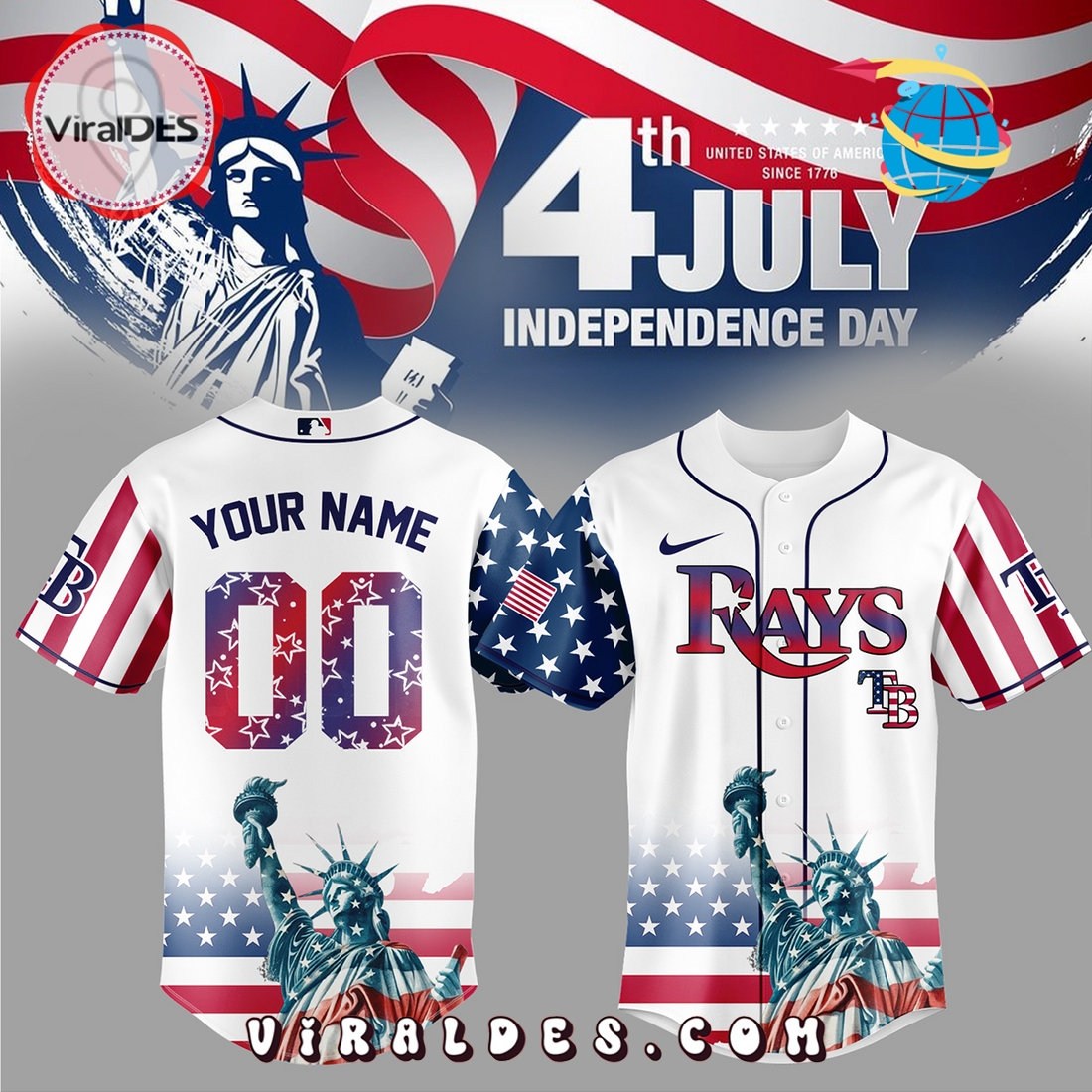 Tampa Bay Rays Custom Independence Day Baseball Jersey Tampa Bay Rays Custom Independence Day Baseball Jersey