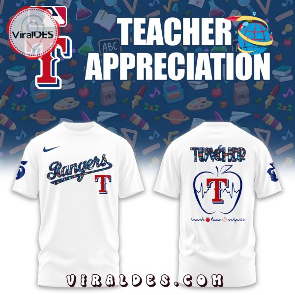 Texas Rangers 2025 Teacher Night White Hoodie