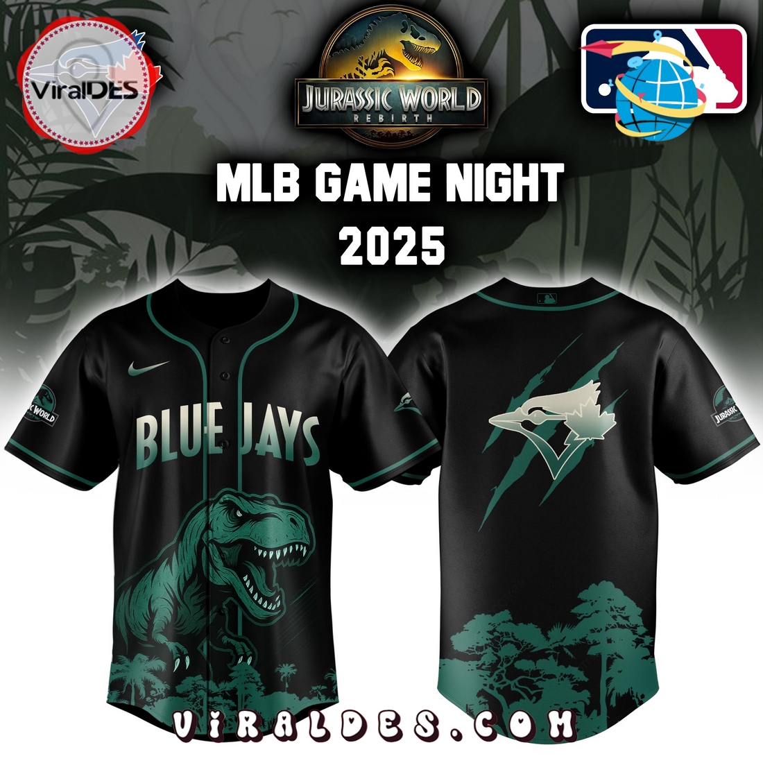 Toronto Blue Jays x Jurassic World 2025 Baseball Jersey Toronto Blue Jays x Jurassic World 2025 Baseball Jersey