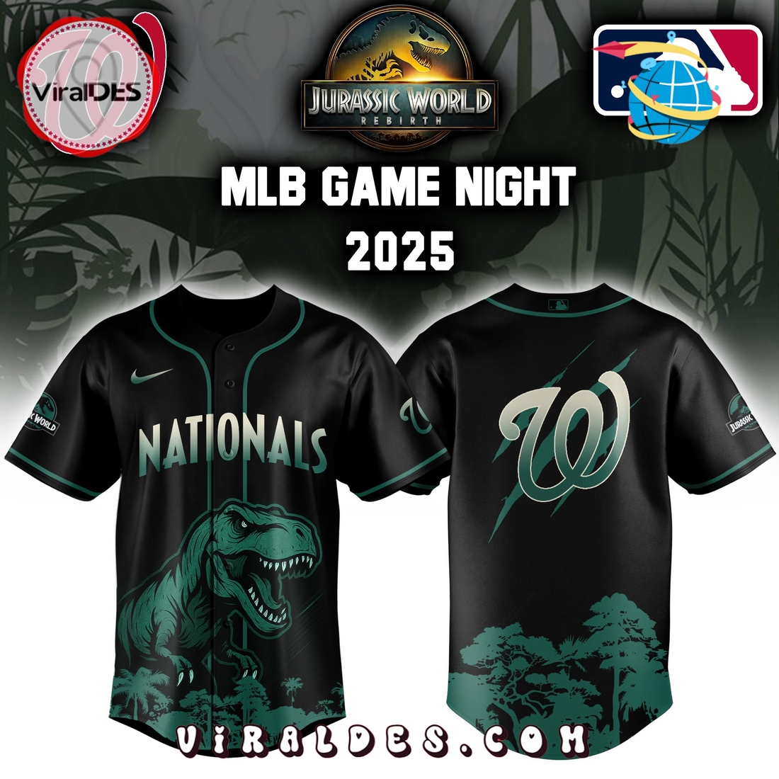 Washington Nationals x Jurassic World 2025 Baseball Jersey Washington Nationals x Jurassic World 2025 Baseball Jersey