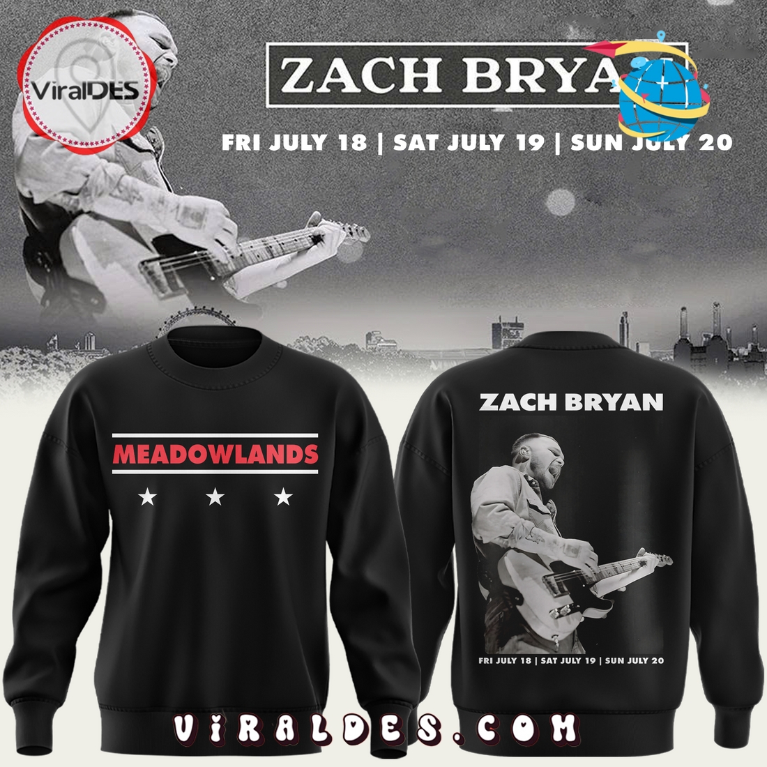 2025 Zach Bryan Meadowlands Black Hoodie 2025 Zach Bryan Meadowlands Black Hoodie