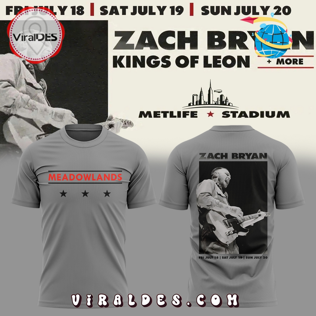 2025 Zach Bryan Meadowlands Grey Shirt 2025 Zach Bryan Meadowlands Grey Shirt