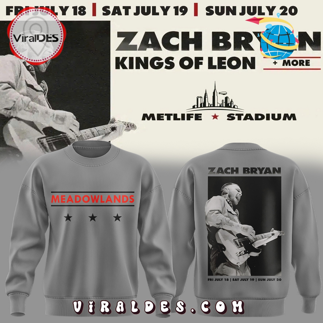 2025 Zach Bryan Meadowlands Grey Shirt 2025 Zach Bryan Meadowlands Grey Shirt