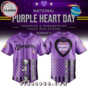Milwaukee Brewers MLB x Purple Heart Day Baseball Jersey