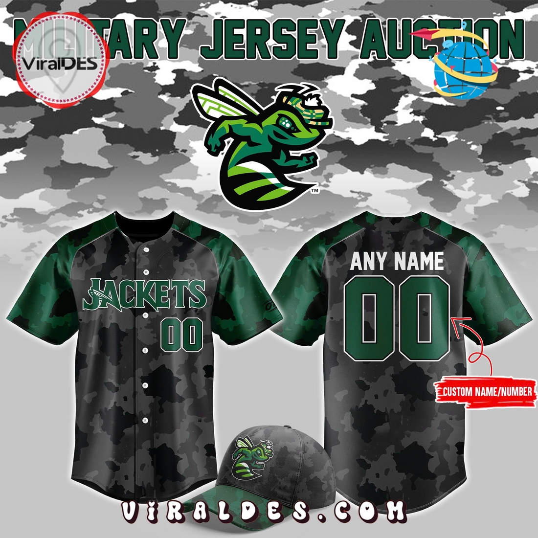 Augusta GreenJackets 2025 Military Baseball Jersey Augusta GreenJackets 2025 Military Baseball Jersey