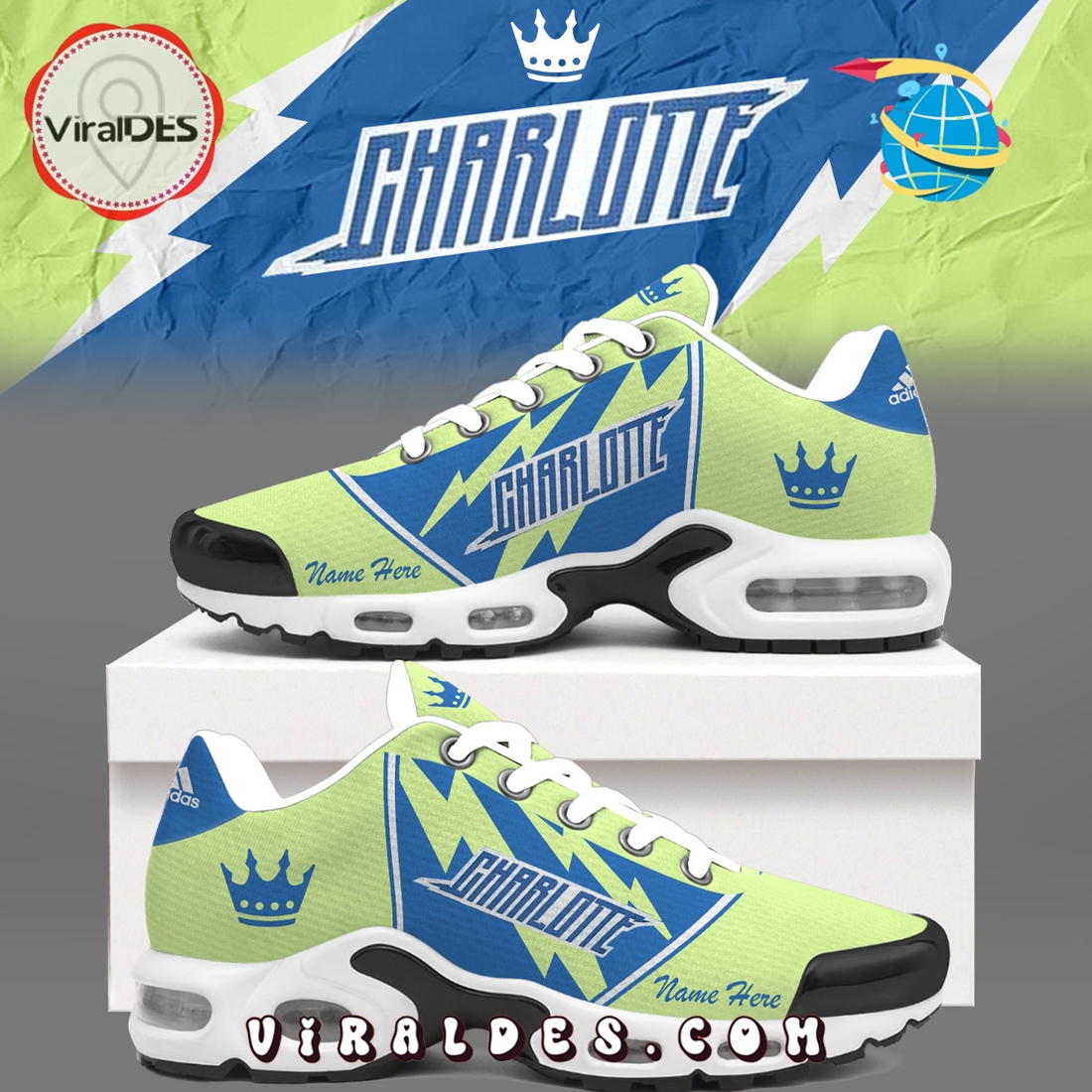 Charlotte FC Throwback Custom Air Max Plus Sneakers Charlotte FC Throwback Custom Air Max Plus Sneakers