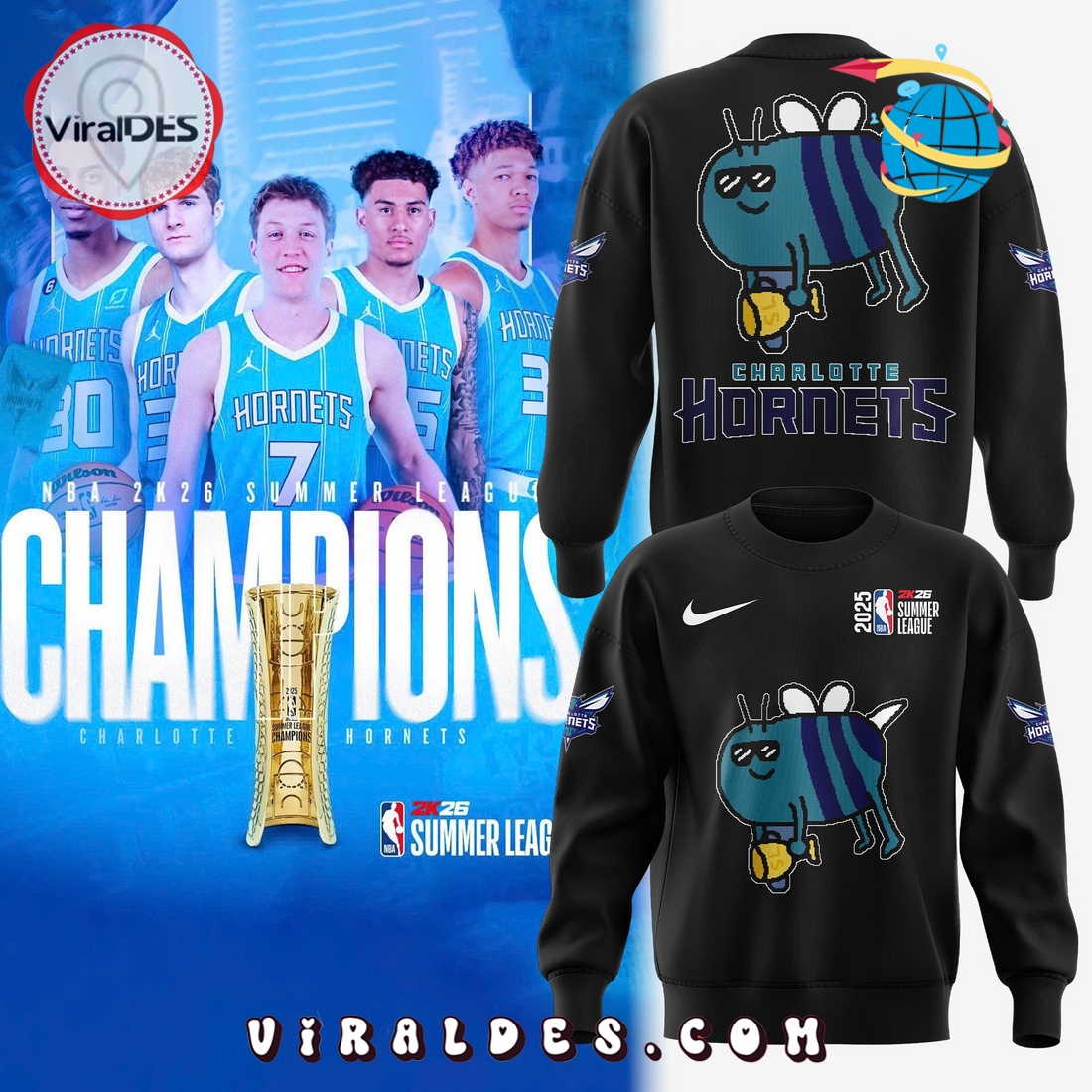 Charlotte Hornets New Bee Wins Logo Black Hoodie Charlotte Hornets New Bee Wins Logo Black Hoodie