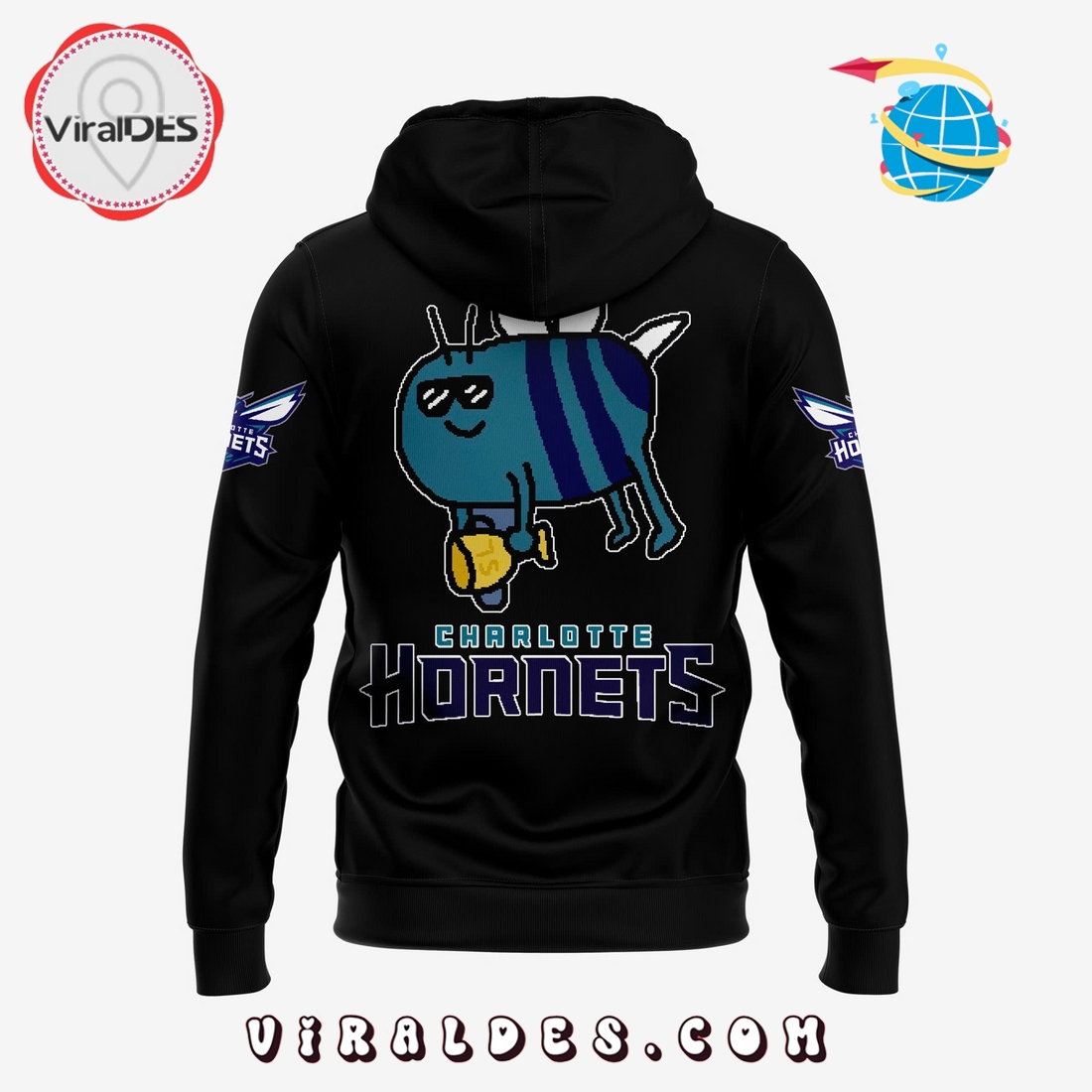 Charlotte Hornets New Bee Wins Logo Black Hoodie Charlotte Hornets New Bee Wins Logo Black Hoodie