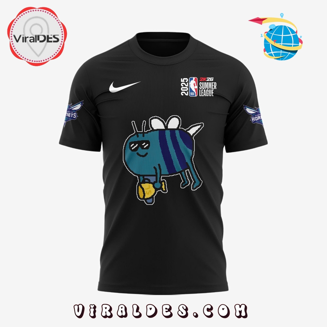 Charlotte Hornets New Bee Wins Logo Black Hoodie Charlotte Hornets New Bee Wins Logo Black Hoodie