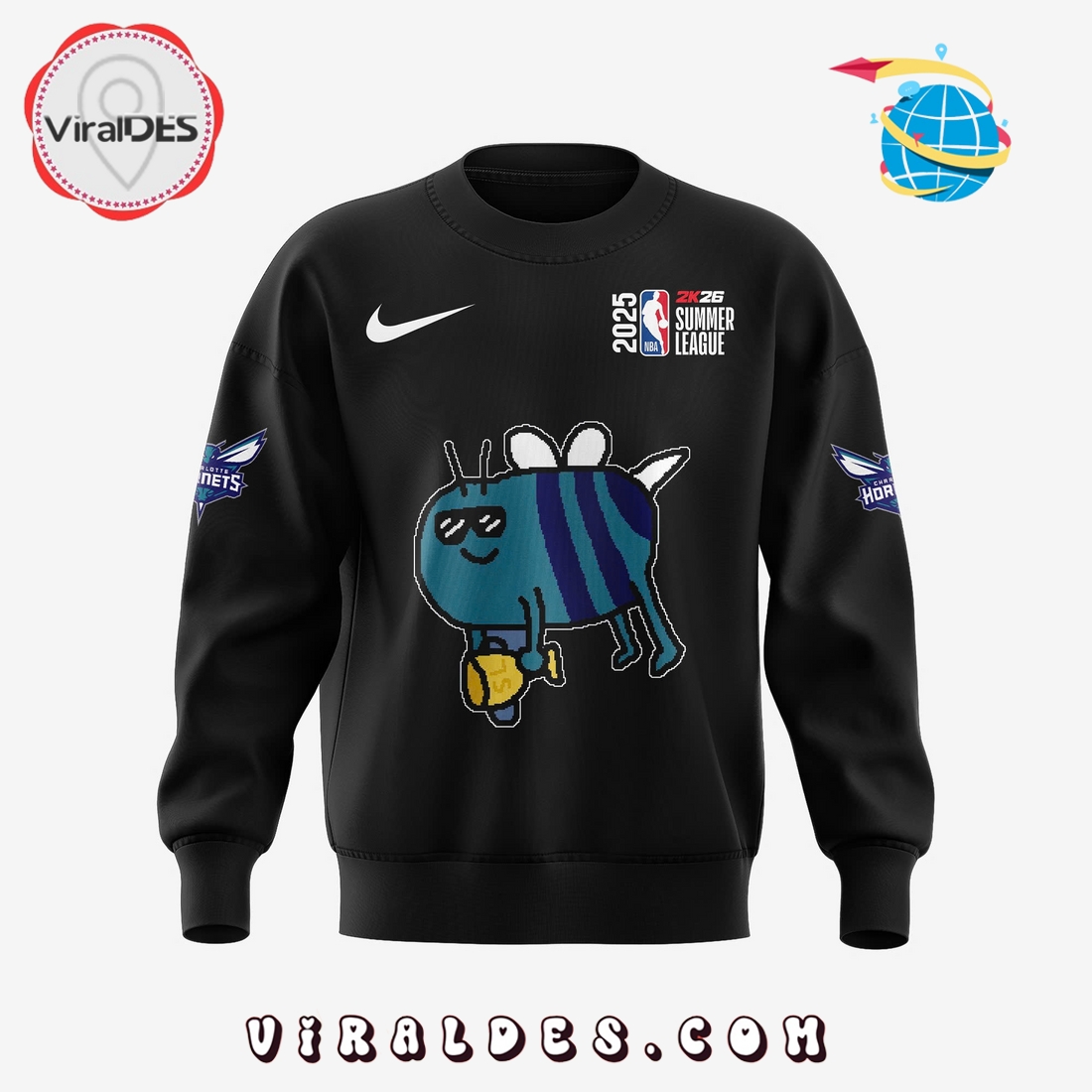 Charlotte Hornets New Bee Wins Logo Black Hoodie Charlotte Hornets New Bee Wins Logo Black Hoodie