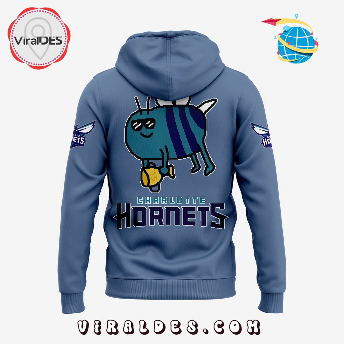 Charlotte Hornets New Bee Wins Logo Blue Hoodie Charlotte Hornets New Bee Wins Logo Blue Hoodie