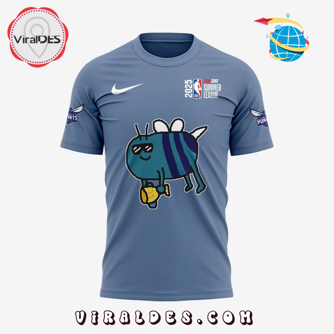 Charlotte Hornets New Bee Wins Logo Blue Hoodie Charlotte Hornets New Bee Wins Logo Blue Hoodie