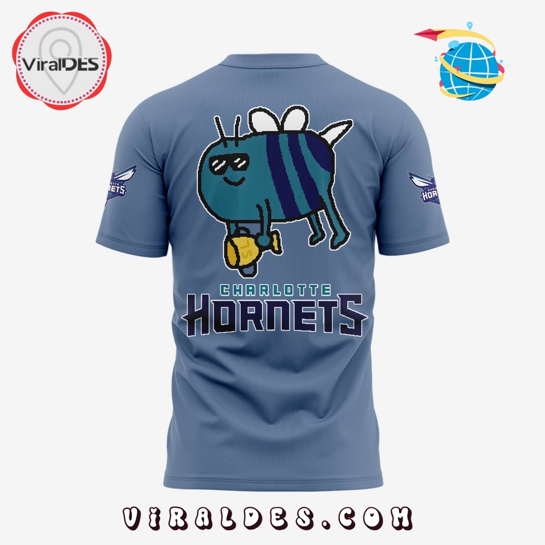 Charlotte Hornets New Bee Wins Logo Blue Hoodie Charlotte Hornets New Bee Wins Logo Blue Hoodie