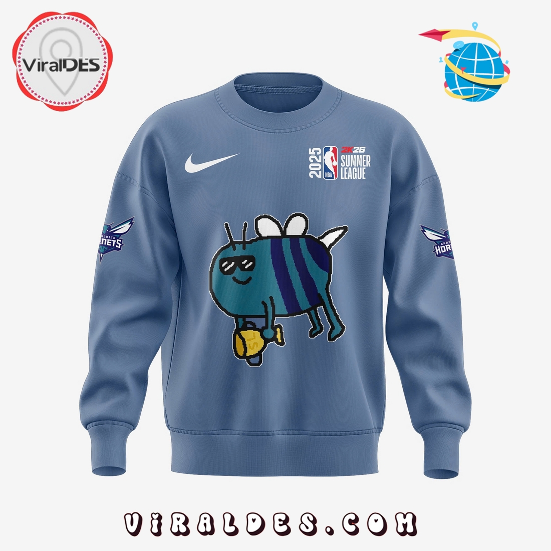 Charlotte Hornets New Bee Wins Logo Blue Hoodie Charlotte Hornets New Bee Wins Logo Blue Hoodie