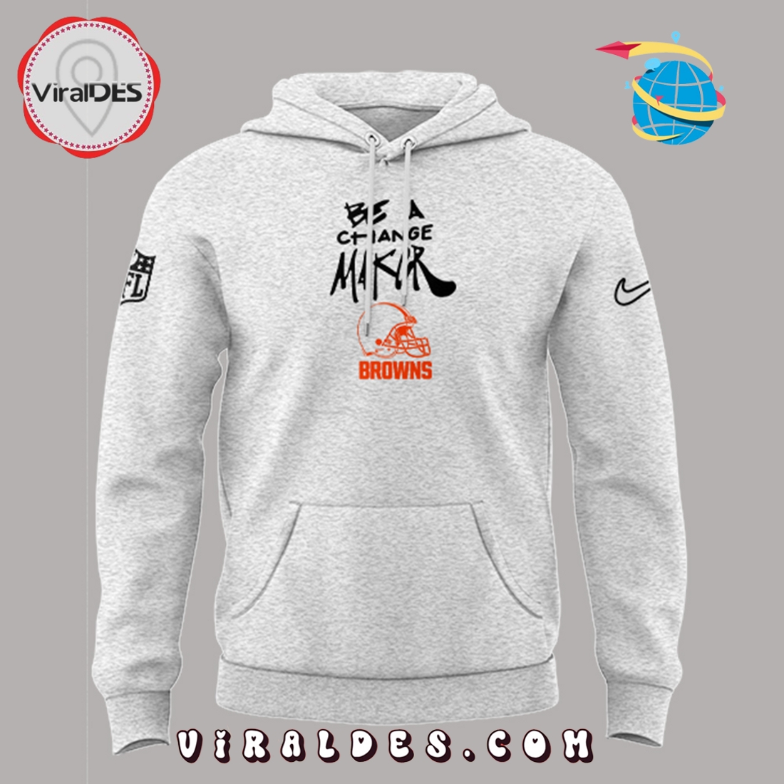 Cleveland Browns Be a Change Maker Grey Hoodie Cleveland Browns Be a Change Maker Grey Hoodie