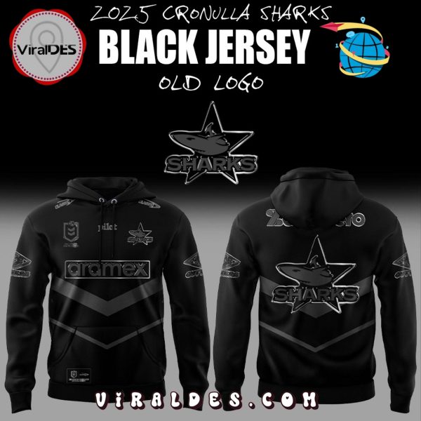 Cronulla Sharks Back In Black Old Logo Hoodie 2025