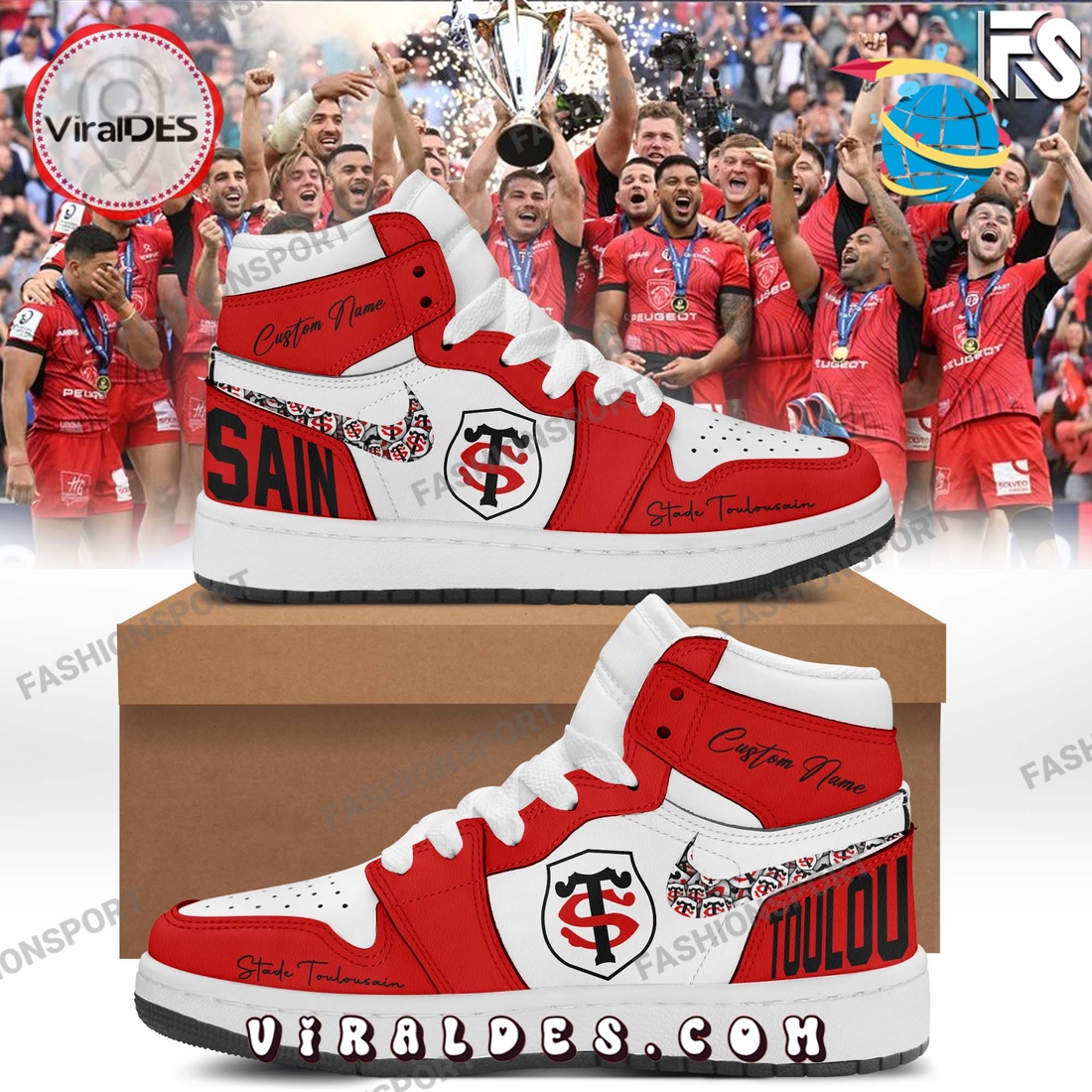 Custom Stade Toulousain Champions 2025 Air Jordan 1 Sneakers Custom Stade Toulousain Champions 2025 Air Jordan 1 Sneakers