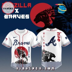 Atlanta Braves MLB x Godzilla Baseball Jersey Atlanta Braves MLB x Godzilla Baseball Jersey