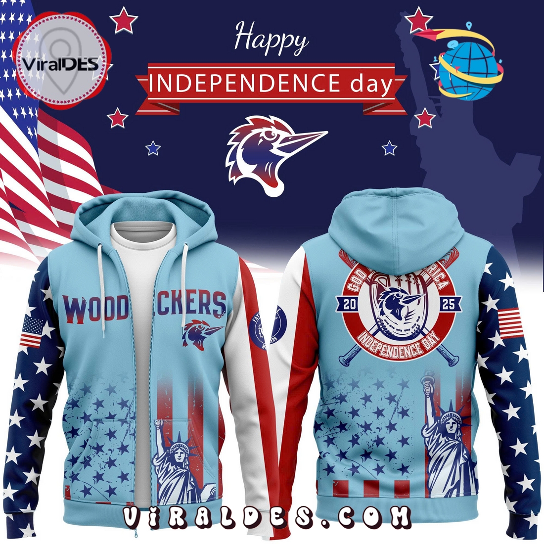 Fayetteville Woodpeckers Independence Day 2025 Hoodie Fayetteville Woodpeckers Independence Day 2025 Hoodie