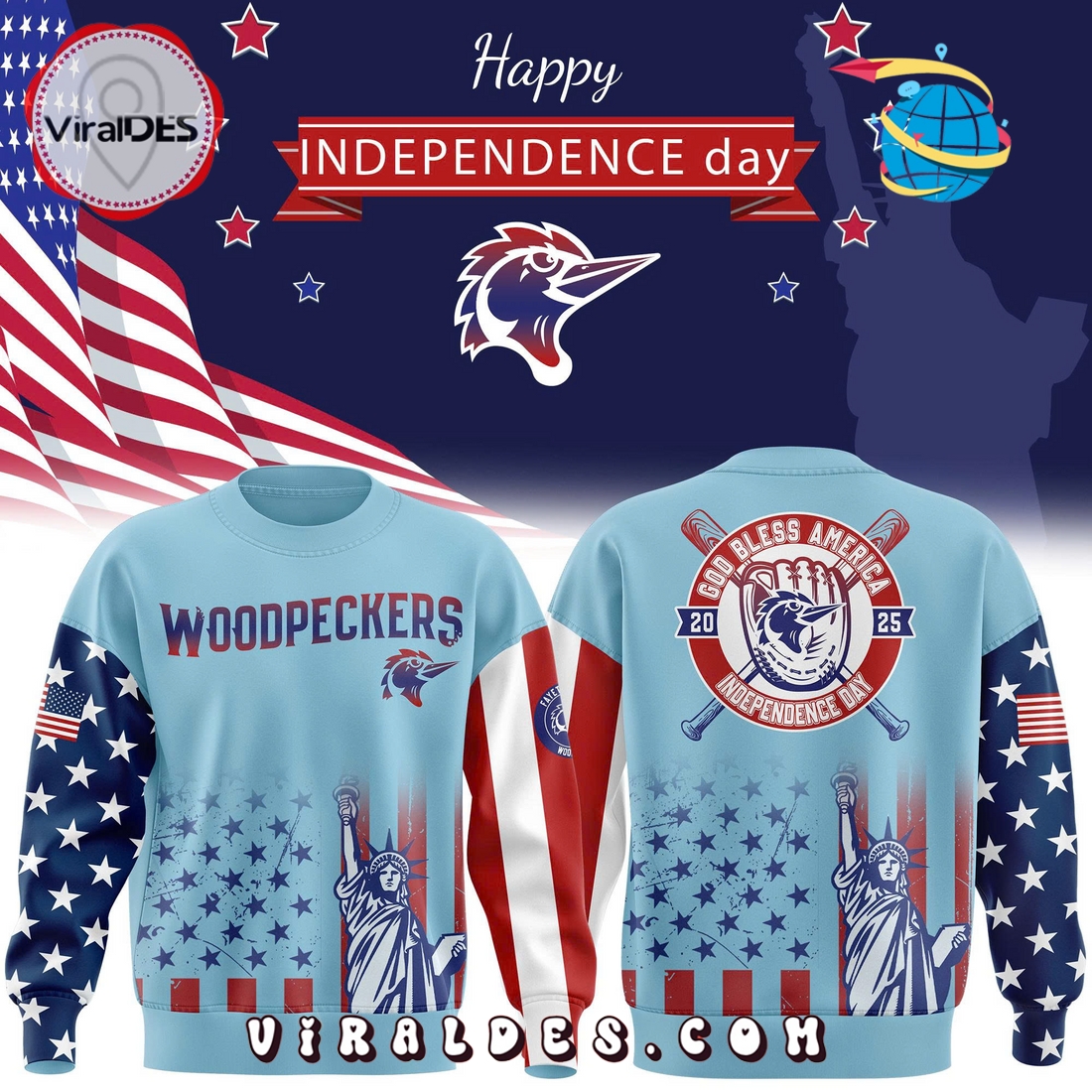 Fayetteville Woodpeckers Independence Day 2025 Hoodie Fayetteville Woodpeckers Independence Day 2025 Hoodie