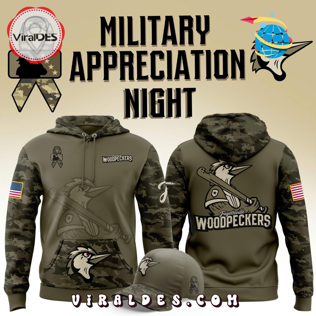 Fayetteville Woodpeckers Military Appreciation 2025 Hoodie, Long Pants Fayetteville Woodpeckers Military Appreciation 2025 Hoodie, Long Pants